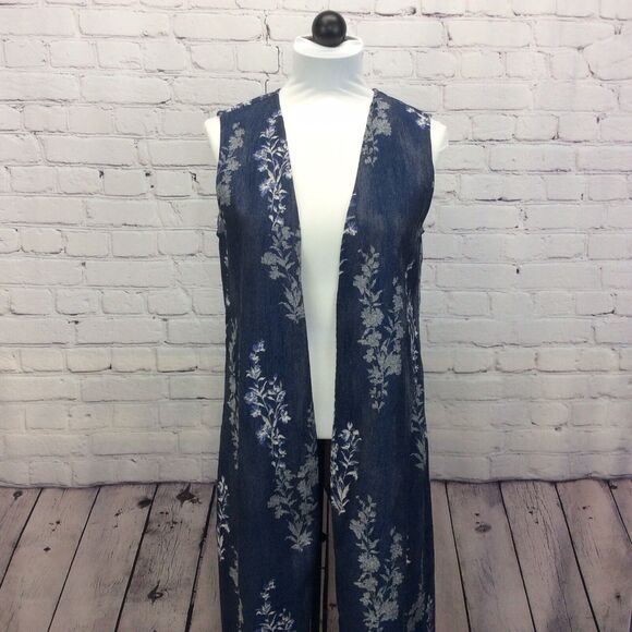 Soft Surroundings Longline Vest Women's Size M Boho Beachy Festive Open Front - Picture 5 of 12